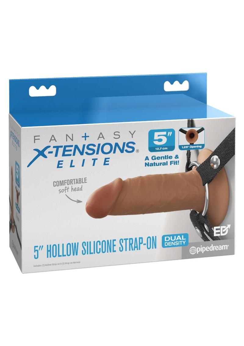 Fantasy X-Tensions Elite Silicone Dual Density Hollow Strap-On - Caramel - 5in