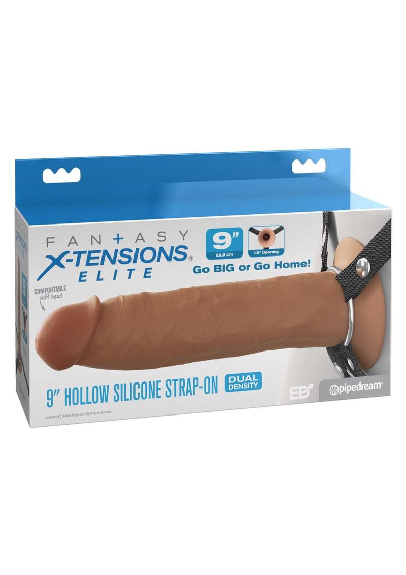 Fantasy X-Tensions Elite Silicone Dual Density Hollow Strap-On - Caramel - 9in