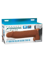 Fantasy X-Tensions Elite Vibrating Rechargeable Silicone Dual Density Hollow Strap-On - Caramel - 8in