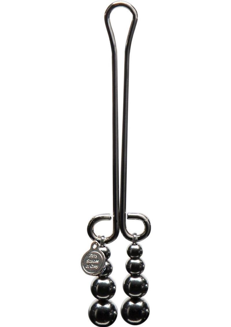 Fifty Shades Darker Just Sensation Beaded Clitoral Clamp - Metal/Silver