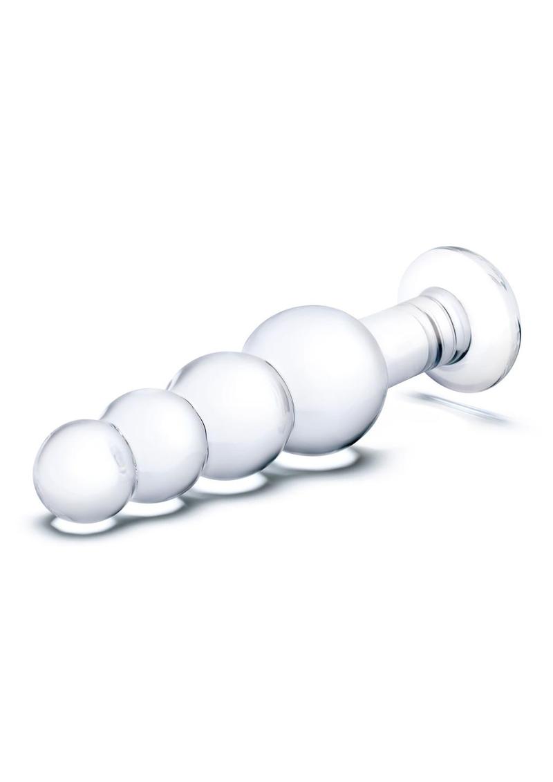 Gläs 7.25 Inch Beaded Hand Blown Glass Butt Plug