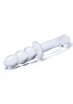 Glas Ribbed G Spot Glass Dildo With Luxury Satin Storage Bag