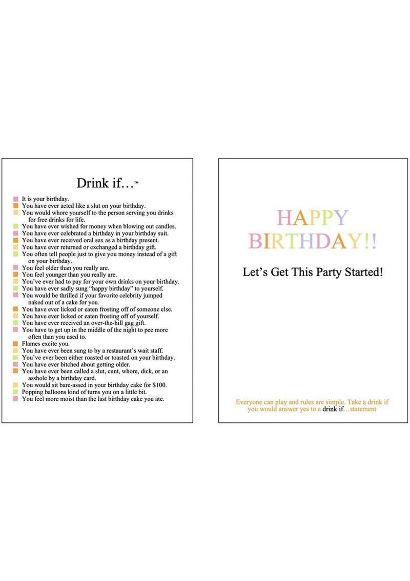 Drink If Birthday Game Card