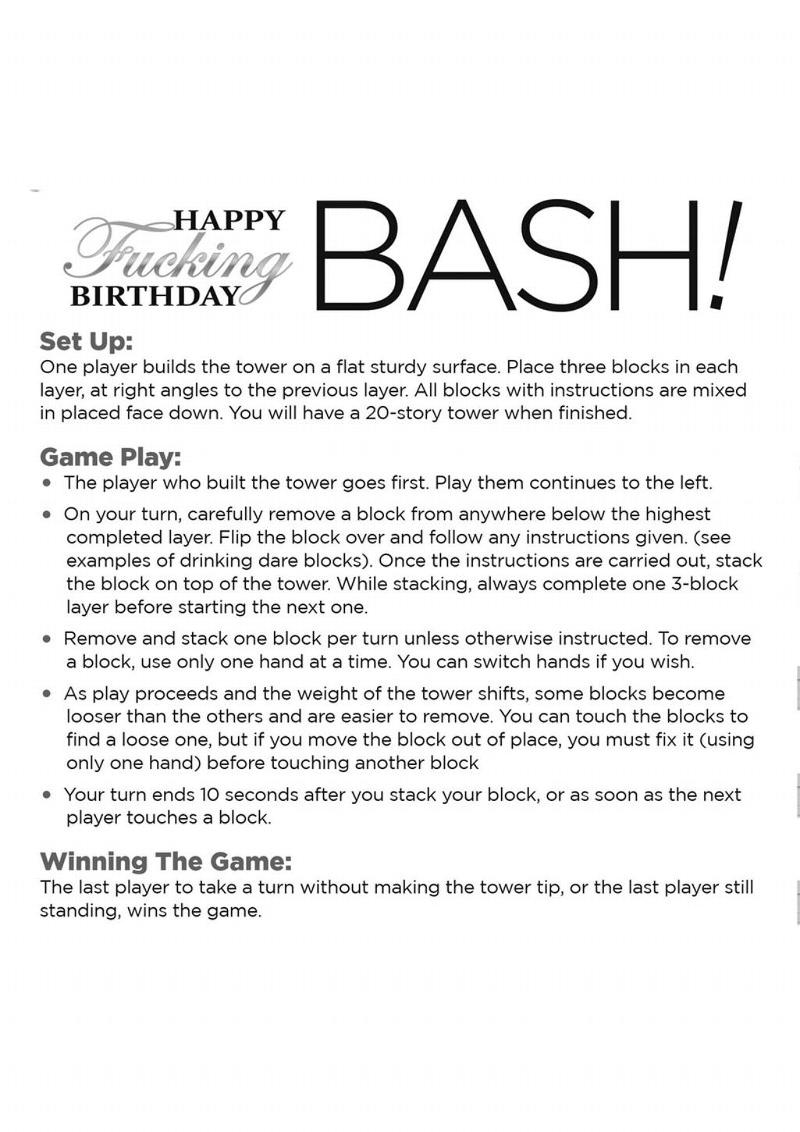 Happy Fucking Birthday Bash Drinking Game 21 Plus Fun Party Game