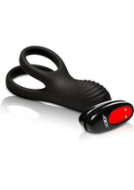 Hard-On Vibrating Rechargeable Silicone Cock Ring with Clit Stimulator - Black