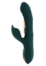 Heart Of Gold Rechargeable Silicone Rabbit Vibrator - Green