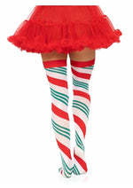 Candy Cane Striped Thigh High Stockings