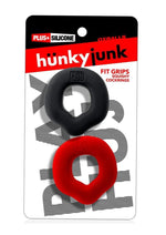 Hunkyjunk Fit Grips Ergo-Fit Silicone Cockrings - Black/Red - 2 Pack