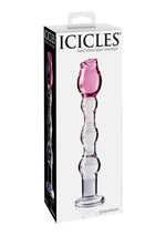 Icicles No. 12 Beaded Flower Glass Dildo - Clear/Pink - 7.25in