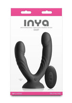Inya Duet Rechargeable Silicone Vibrating Double Dildo with Remote - Black