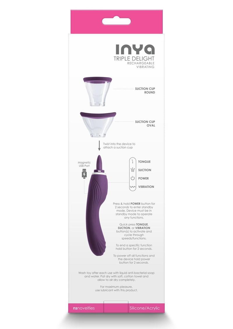 Inya Triple Delight Rechargeable Silicone Vibrator with Suction Cups
