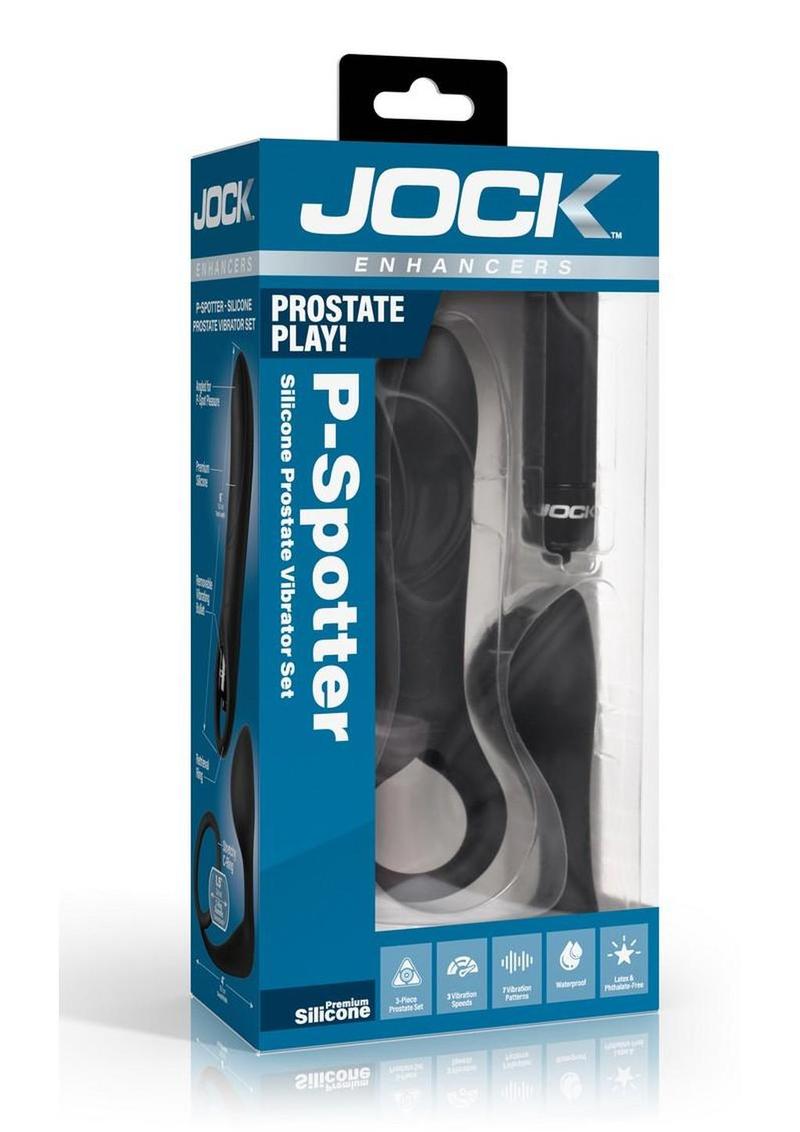 Jock P-Spotter Rechargeable Silicone Prostate Vibrator - Black - Set