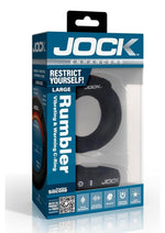 Jock Rumbler Vibrating and Warming Rechargeable Silicone C-Ring 2in with Remote - Black