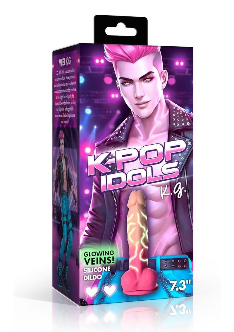 K Pop K.g. Glow In The Dark Silicone Dildo with Balls - Vanilla