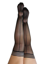 Kixies Lois Sheer Back Seamed Thigh High - Size A - Black - Small