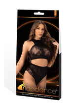 Lapdance Lingerie Crop Top and High Waist Hot Pants (2 Piece) - Os - Black