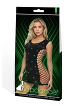 Lapdance Lingerie Glowing Gems Fencenet Minidress - Os - Glow In The Dark