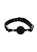 Leather Ball Gag with Gold Accessories - Black/Gold