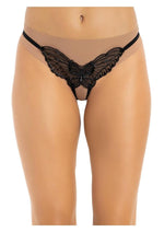 Leg Avenue Butterfly Crotchless with Pearl Sequin Detail - Black - One Size - 12 Pack