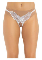 Leg Avenue Butterfly Crotchless with Pearl Sequin Detail - White - One Size - 12 Pack