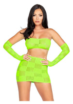 Checkerboard Net and Opaque Bandeau Mini Skirt