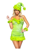 Christmas Baddie Set Ruched Velvet Dress