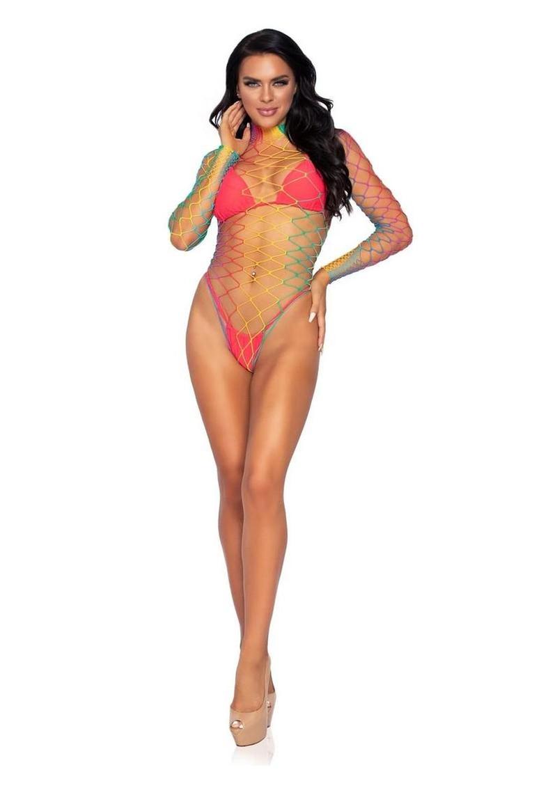 LEG AVENUE Fence Net Snap Crotch Bodysuit