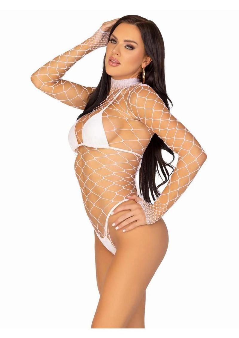LEG AVENUE Fence Net Snap Crotch Bodysuit