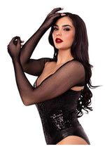 Leg Avenue Fishnet Fingerless Gloved Shrug - Black - One Size