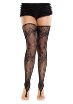 Floral Net Toe Loop Footless Thigh Highs