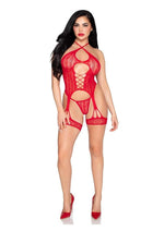 Leg Avenue Heart Halter Cami And Garter Set