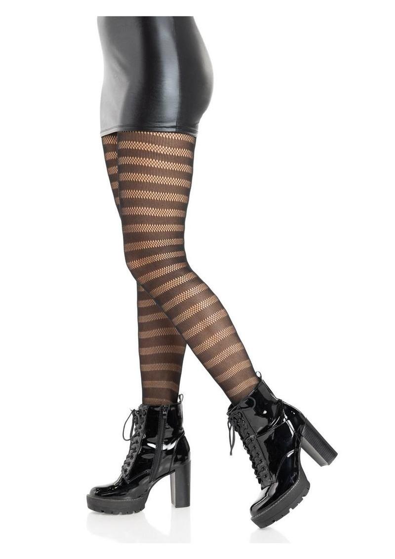 Horizontal Striped Net Tights
