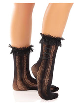 Lace Ruffle Nylon Anklet with Mini Bow and Heart Accents