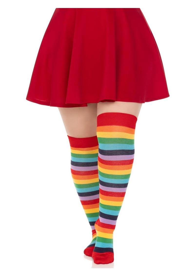 Lycra Acrylic Rainbow Thigh High 1X-2X Multicolor