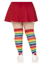 Lycra Acrylic Rainbow Thigh High 1X-2X Multicolor