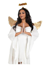 Leg Avenue Metallic Angel Wings and Tinsel Halo Headband - Gold - One Size - 2 Piece