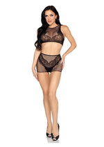 Leg Avenue Net and Lace Crop Top And Boyshorts Set