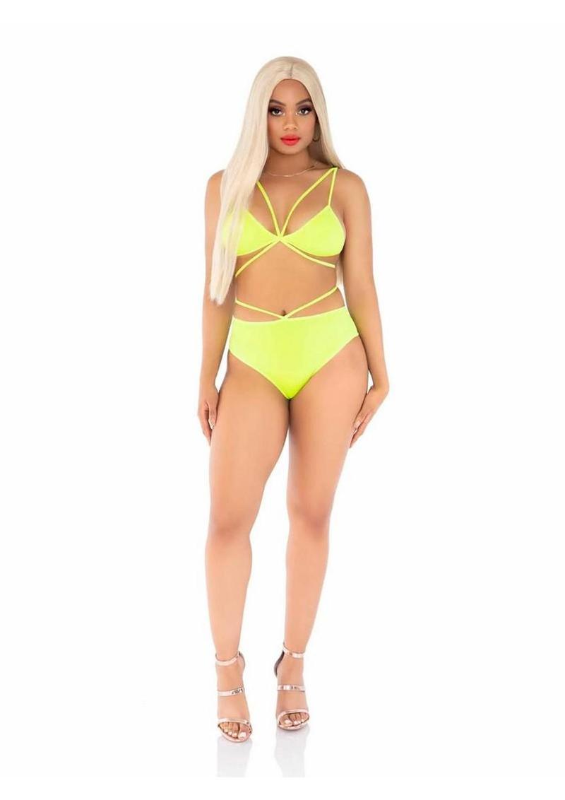 Leg Avenue Cage Strap Bra Top and Brazilian Briefs