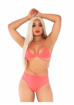 Opaque Cage Strap Bra Top And Brazilian Briefs