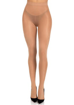 Leg Avenue Opaque Sheer to Waist Tights with Cotton Crotch - Nude - One Size