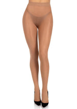 Leg Avenue Opaque Sheer to Waist Tights with Cotton Crotch - Tan - One Size