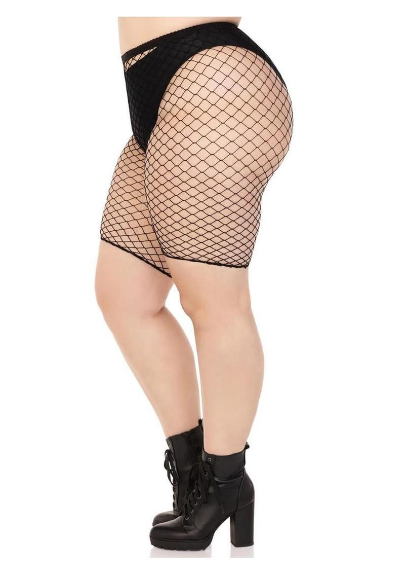 Leg Avenue Plus Size Industrial Net Biker Shorts - 1x-2x