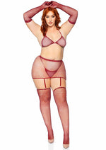 Rhinestone Fishnet Garter Skirt Set