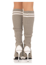 Ribbed Stirrup Leg Warmers with Athletic Stripe