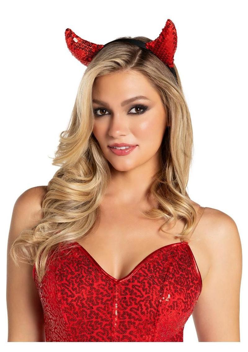 Leg Avenue Sequin Devil Horns - Red - One Size