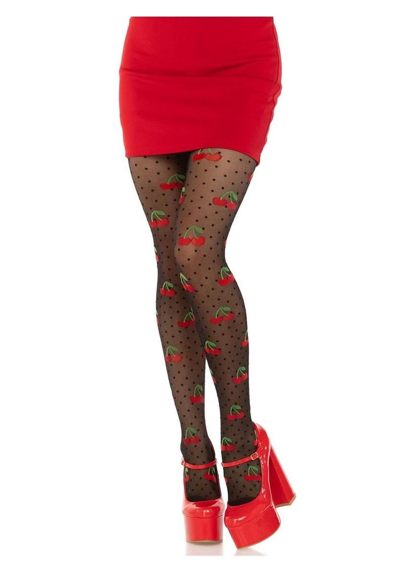 Spandex Sheer Polka Dot Cherry Tights
