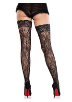 Stay Up Thigh HighsLace Top Cross Hatch Floral Lace