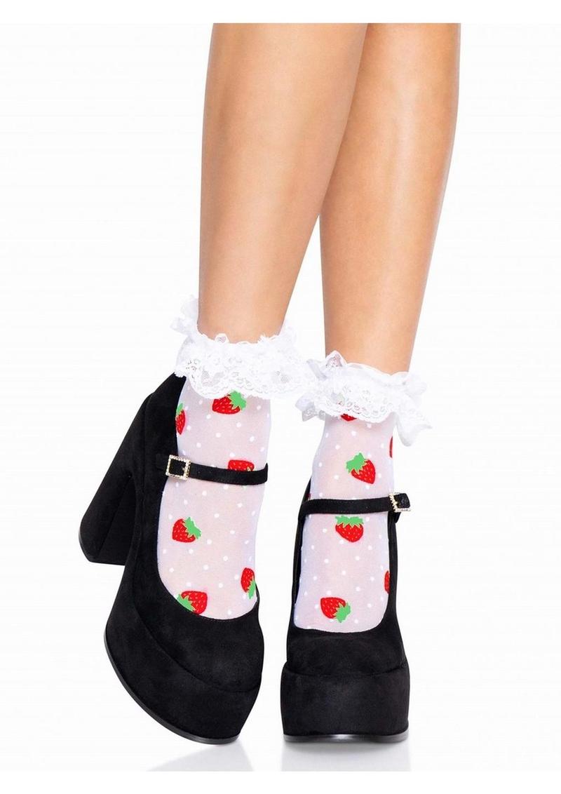Strawberry Polka Dot Ruffle Top Anklets