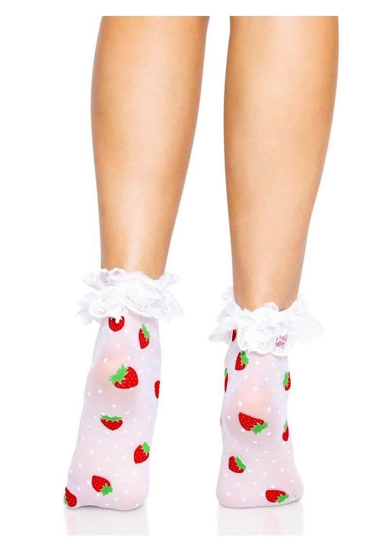 Strawberry Polka Dot Ruffle Top Anklets