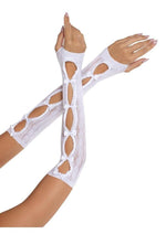 Leg Avenue Sweetheart Striped Keyhole Arm Warmers with Mini Bow Accents - White - One Size